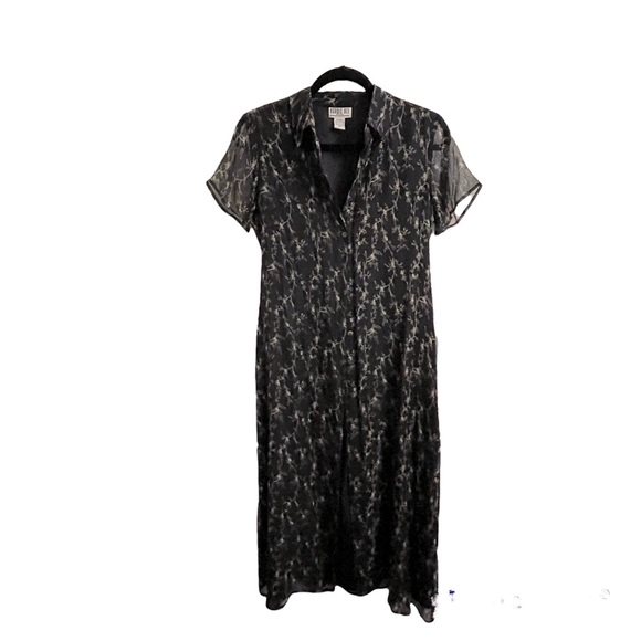 ROBBIE BEE | VINTAGE (90’s) MAXI SILK FLORAL DRESS | BLACK | - Picture 4 of 12
